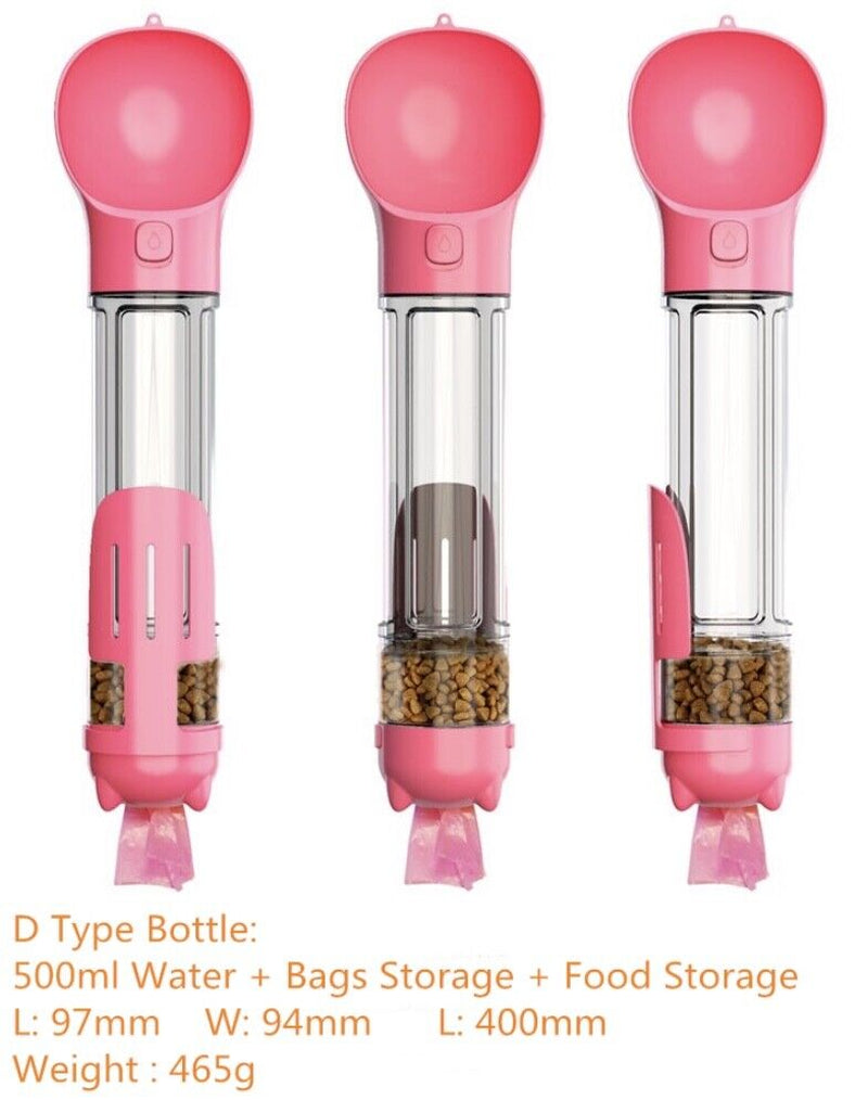 Portable Dog Water Bottle with Waste Bag Dispenser – Leak-Proof & Travel Friendly