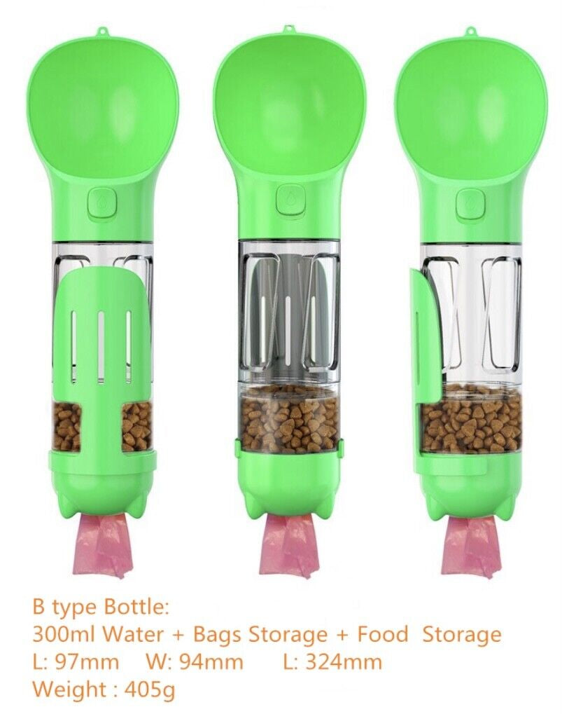 Portable Dog Water Bottle with Waste Bag Dispenser – Leak-Proof & Travel Friendly