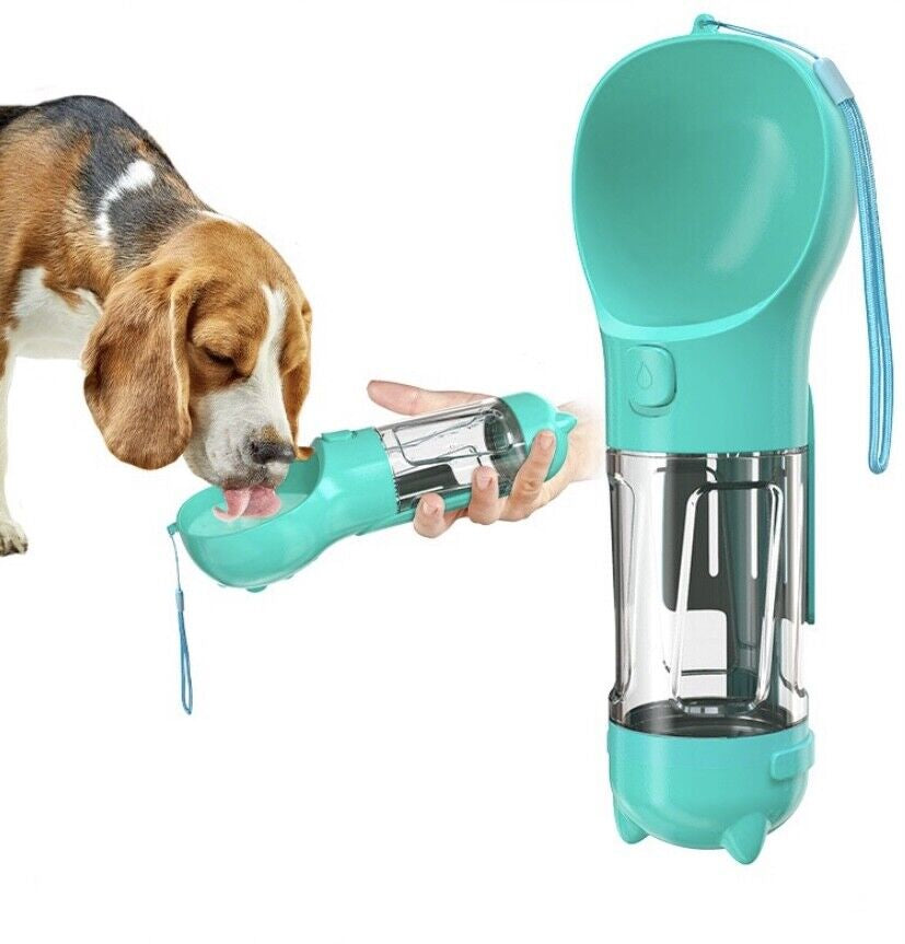 Portable Dog Water Bottle with Waste Bag Dispenser – Leak-Proof & Travel Friendly