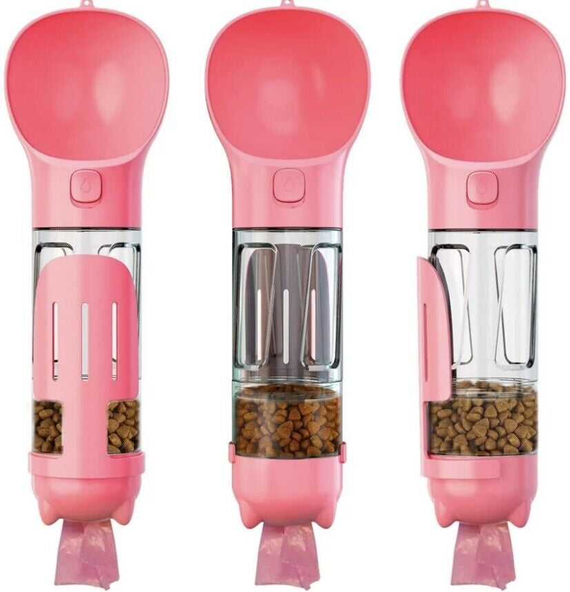 Portable Dog Water Bottle with Waste Bag Dispenser – Leak-Proof & Travel Friendly