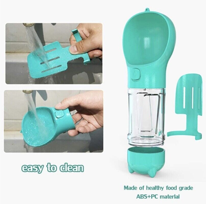 Portable Dog Water Bottle with Waste Bag Dispenser – Leak-Proof & Travel Friendly